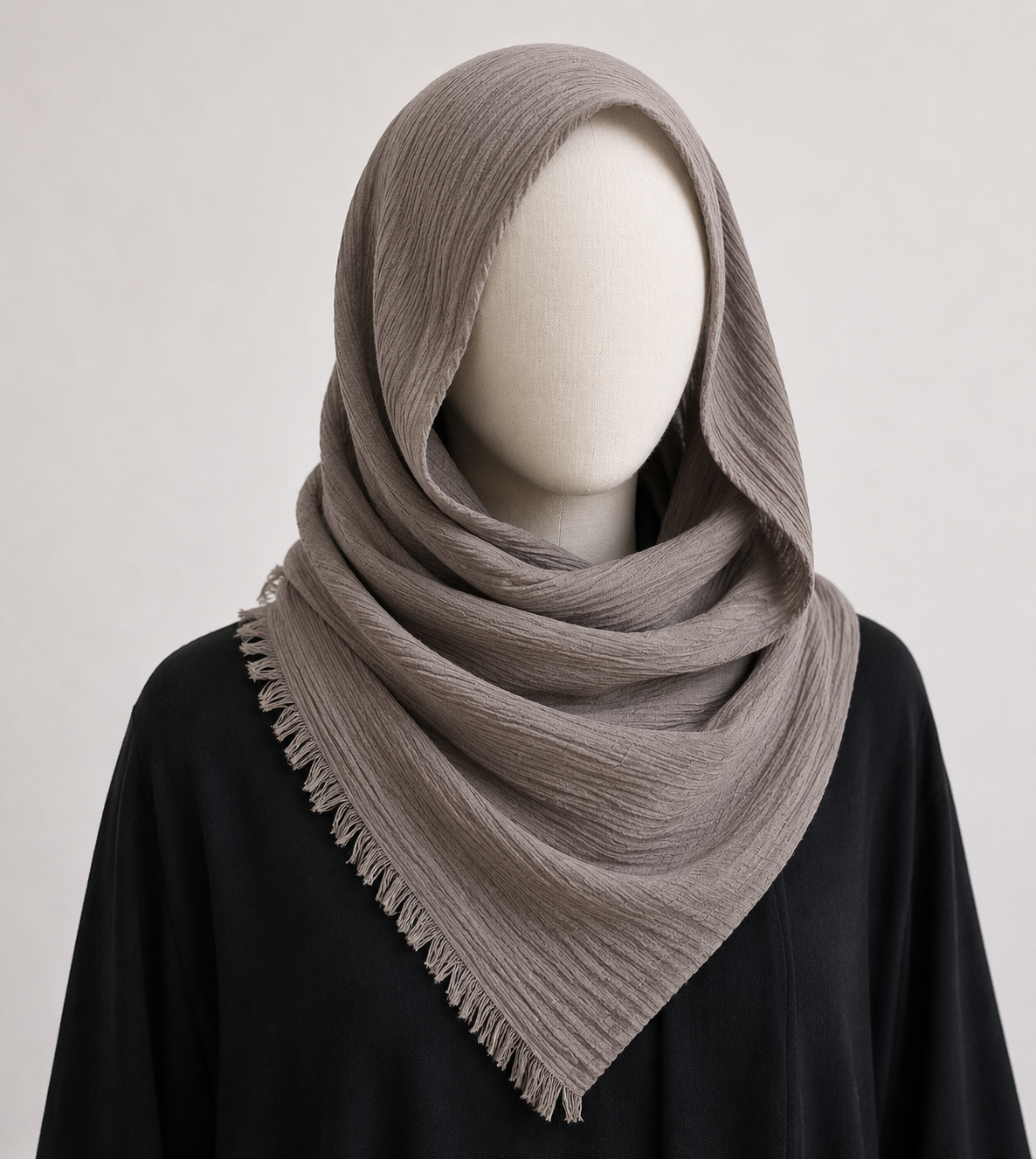 شال ساده زنانه مدل پفکی رنگ طوسی