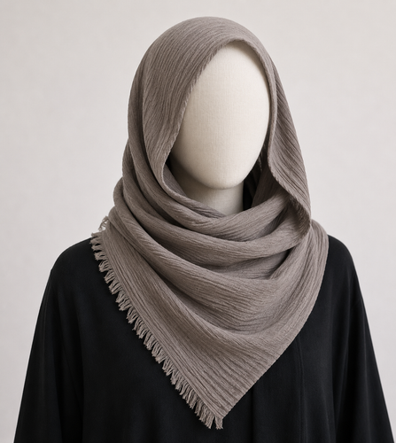 شال ساده زنانه مدل پفکی رنگ طوسی