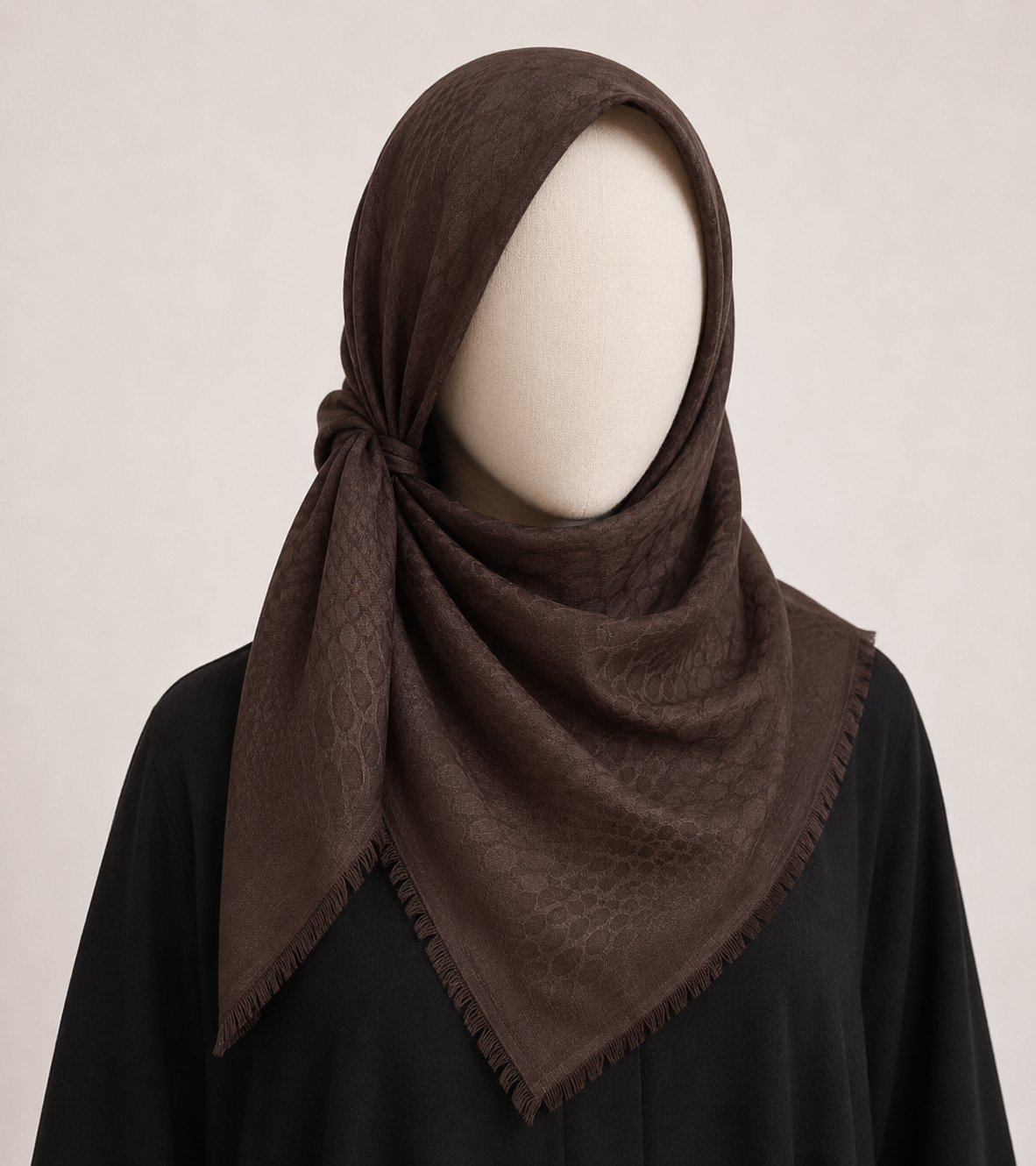 روسری ژاکارد طرح پوست ماری زنانه رنگ قهوه ای
