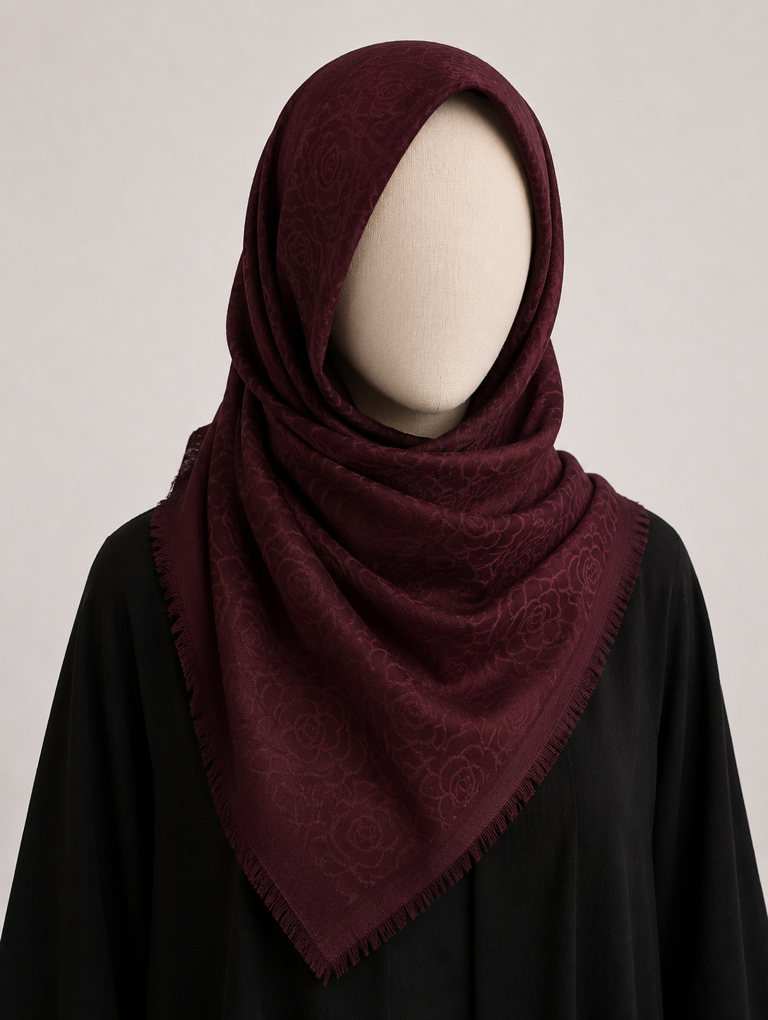 روسری ژاکارد طرح گلدار زنانه رنگ چری
